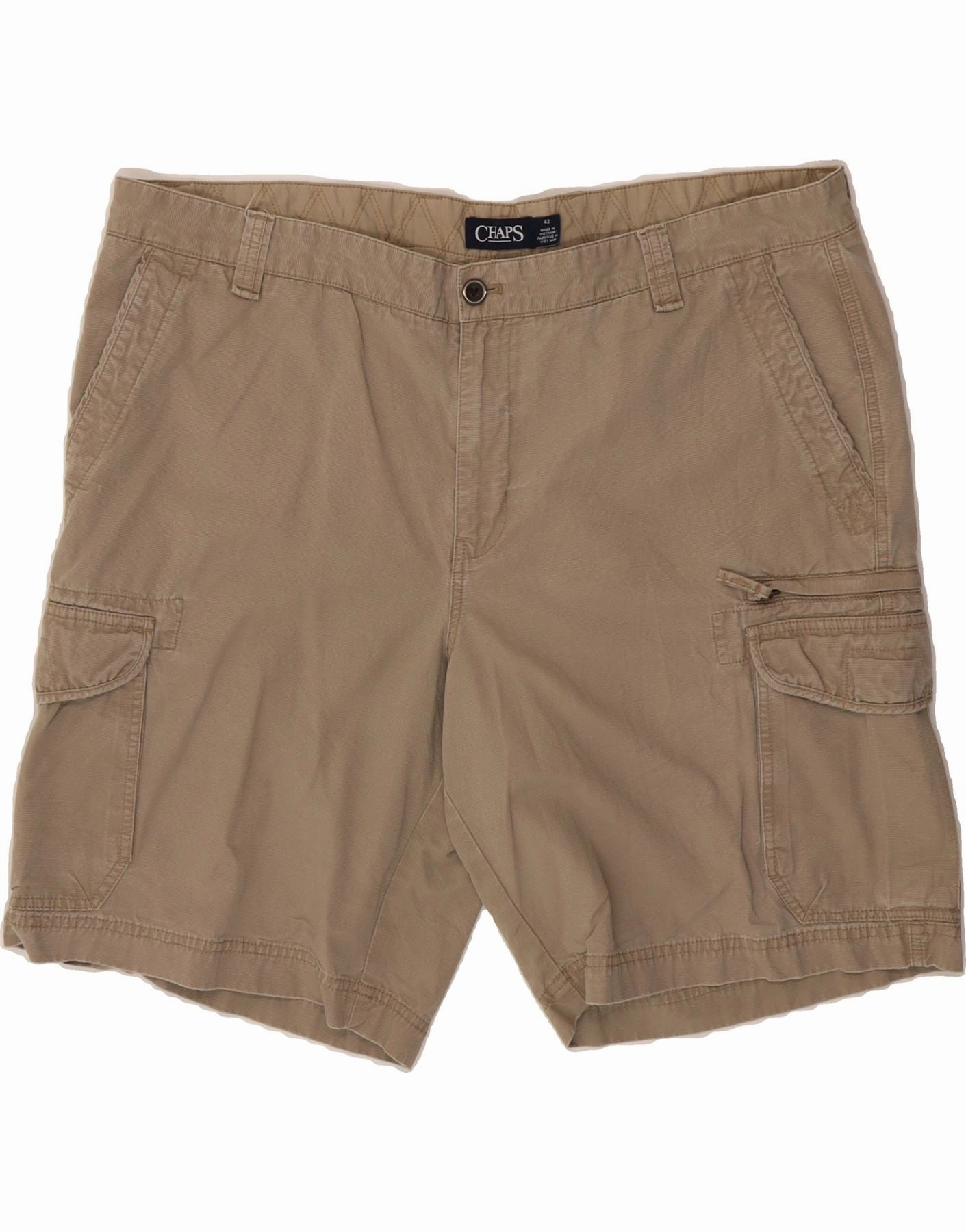 CHAPS Mens Cargo Shorts W42 2XL Beige Cotton Easy Comfort Fit Performance Wear