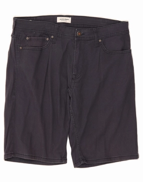 JACK & JONES Mens Denim Shorts Large W34  Navy Blue Cotton Stretch Fit