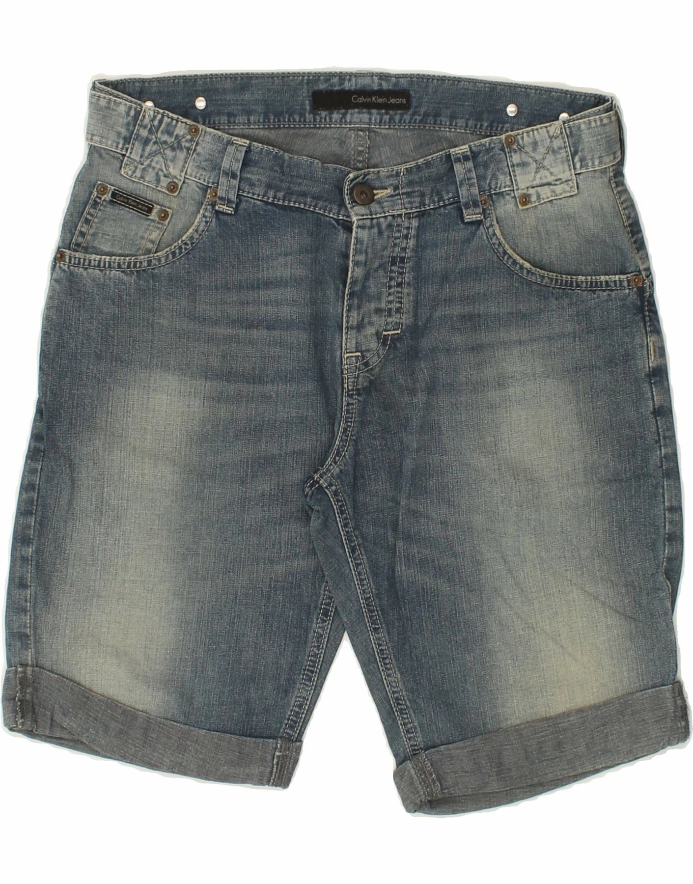 Lounge Ready CALVIN KLEIN Mens Denim Shorts W30 Medium  Blue Cotton