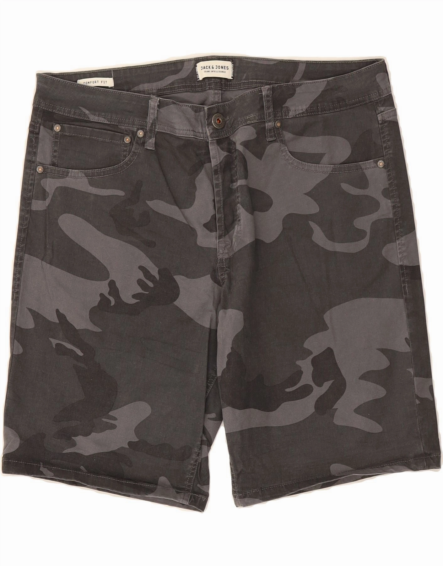 Urban Comfort Casual Flex Fit JACK & JONES Mens Comfort Fit Denim Shorts XL W36 Grey Camouflage Cotton