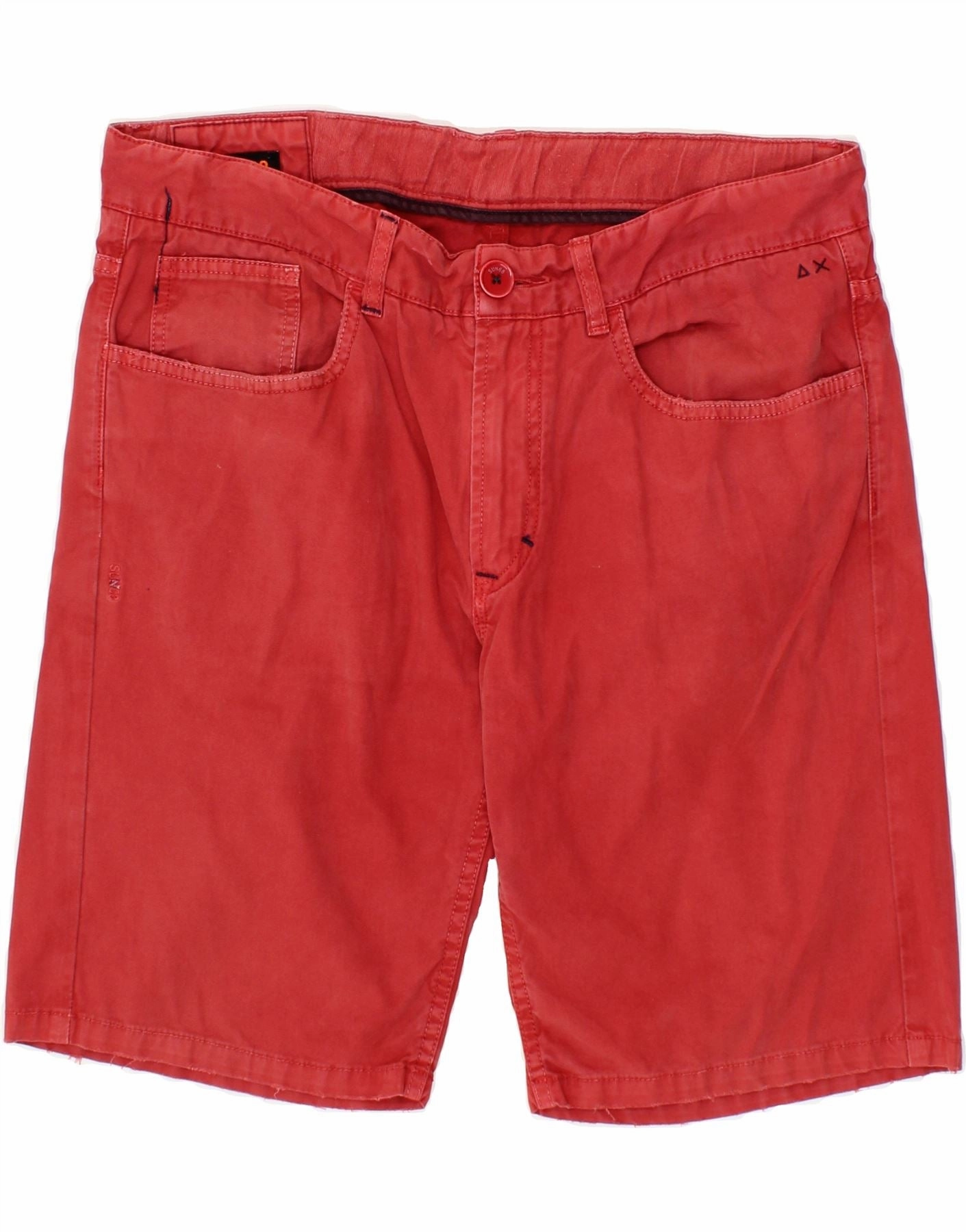 SUN68 Mens Casual Shorts W33 Medium Red Cotton Soft touch finish