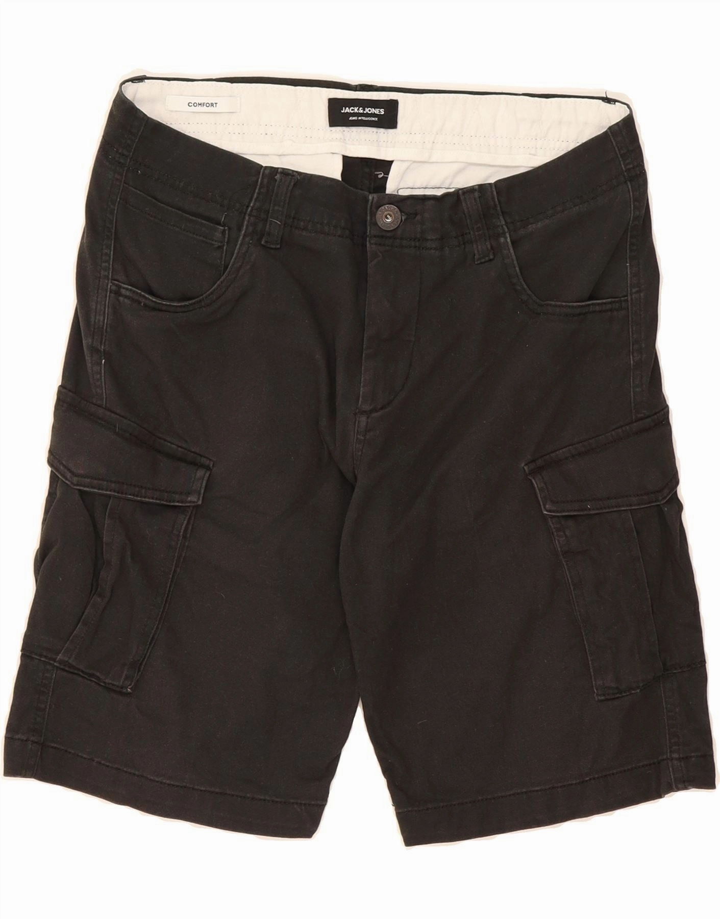 Polyester shorts JACK & JONES Mens Comfort Fit Cargo Shorts Small W32  Black Cotton