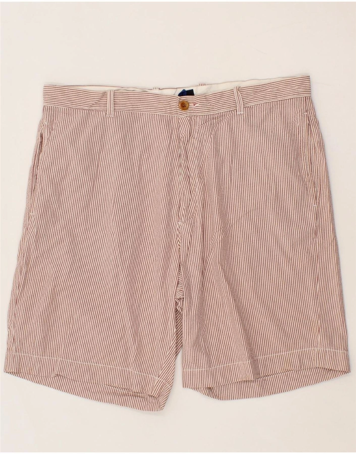 Running Shorts Daywear J. CREW Mens Chino Shorts W36 Large Maroon Pinstripe Cotton