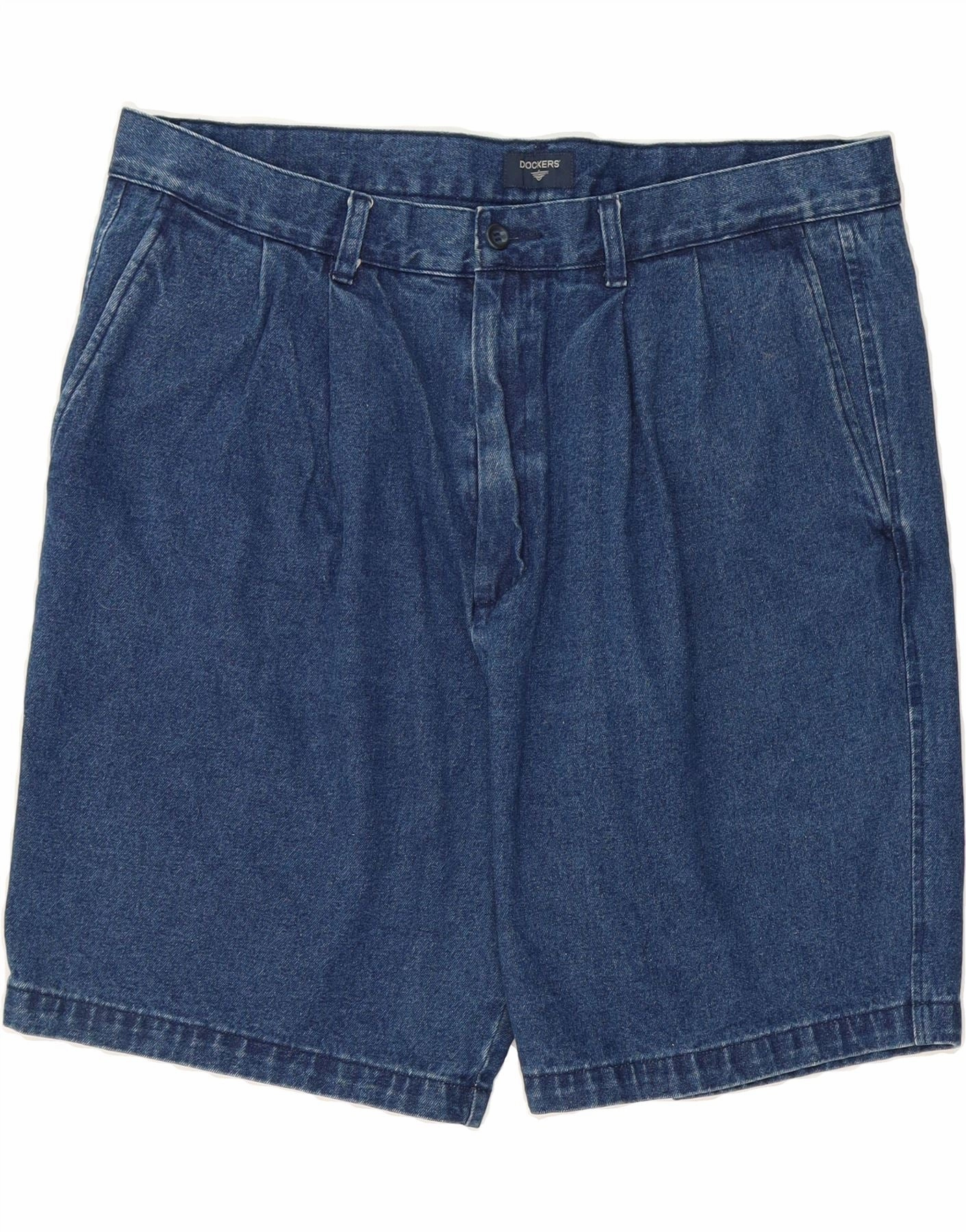 DOCKERS Mens Relaxed Fit Denim Shorts W38 XL Blue Cotton Slip Resistant Inner Grip
