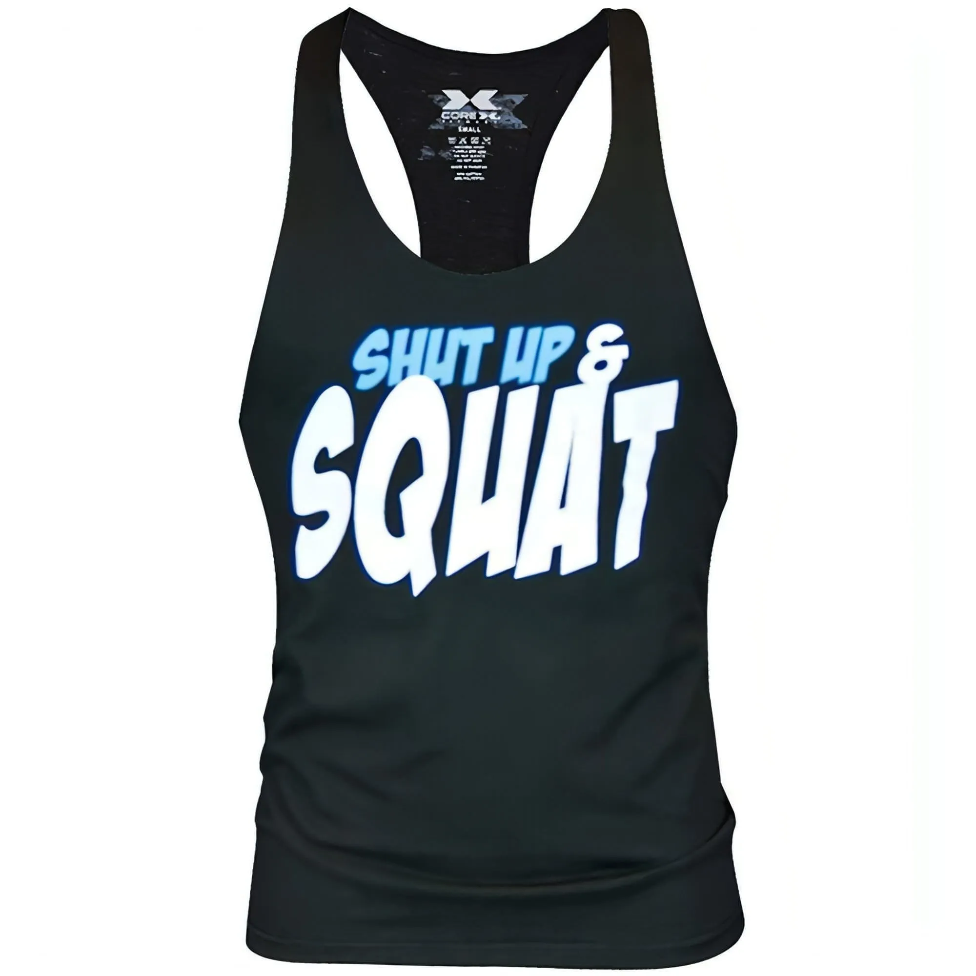 CoreX Fitness Shut Up And Squat Stringer Mens Training Vest - Black Easy Care
