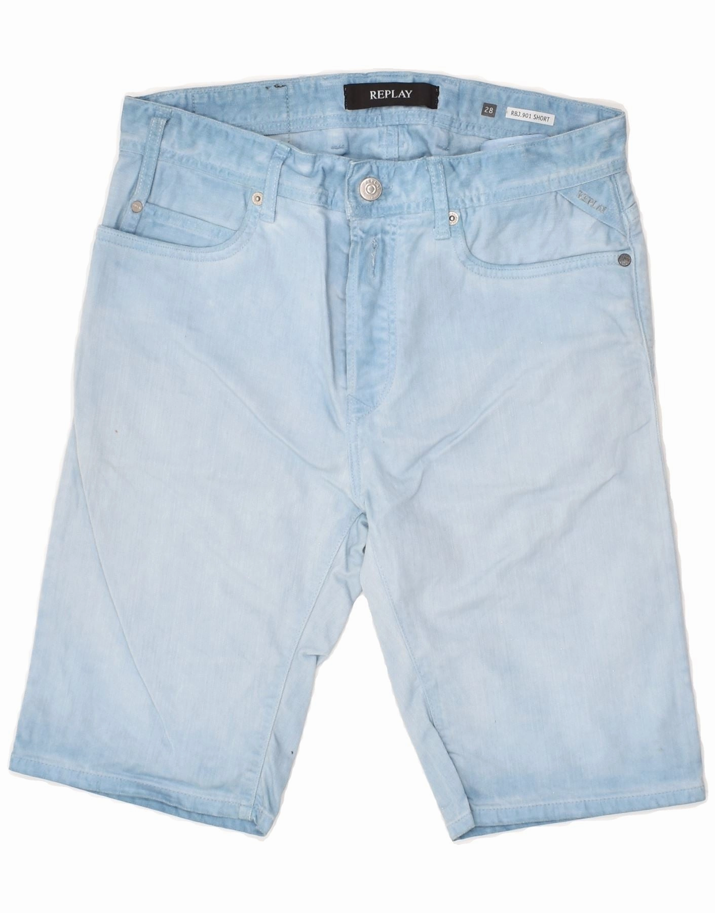 REPLAY Mens Denim Shorts W28 Small Blue Cotton Comfy Cut