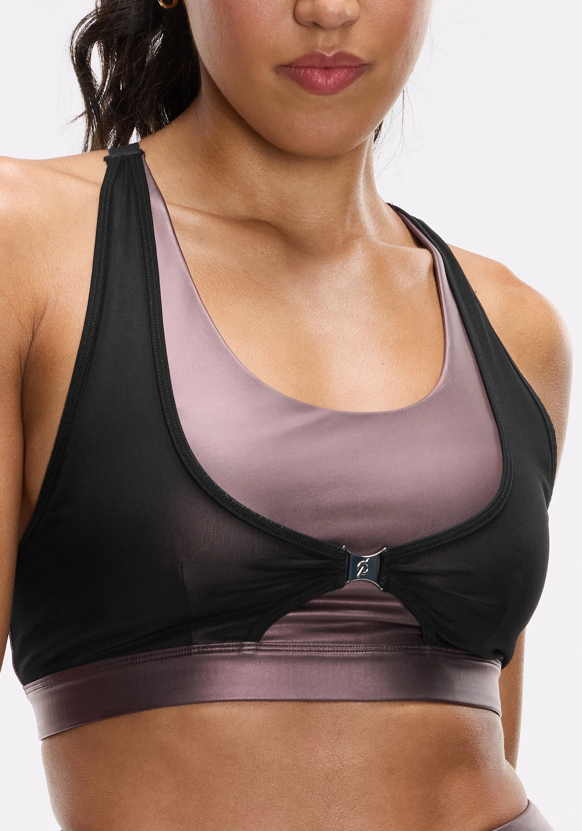 Ribbed cuffs seams Anti Chafe Design Mesh Sling Bra