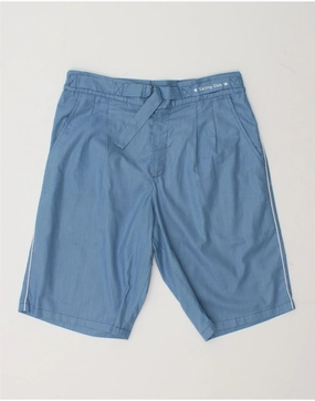 VINTAGE Mens Chino Shorts W28 Small Blue Pinstripe Cotton Lightweight Flex