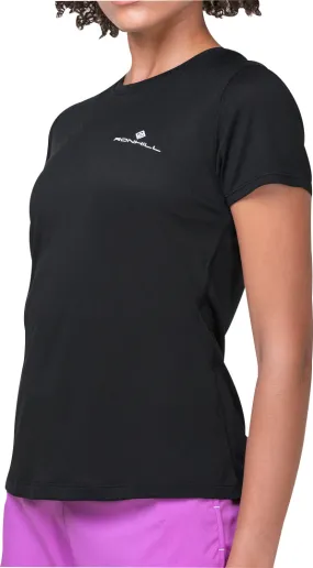 Ronhill Core Short Sleeve Womens Running Top - Black Relaxed Everyday Wear Textured Surface