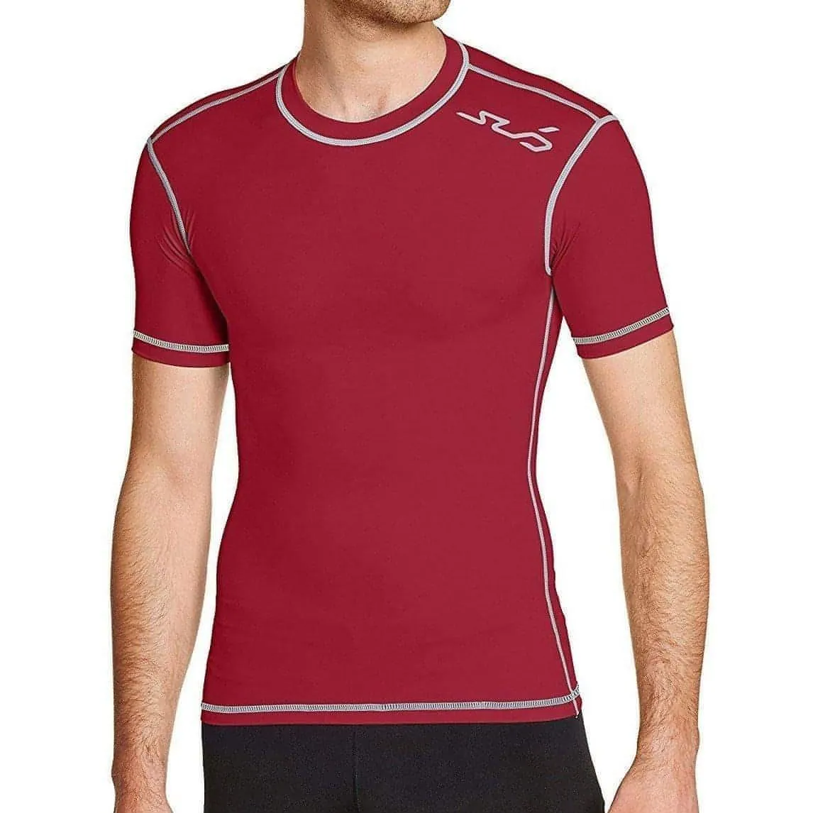 Sub Sports Dual Compression Baselayer Mens Short Sleeve Top - Red Wrinkle Free Fabric Sleep