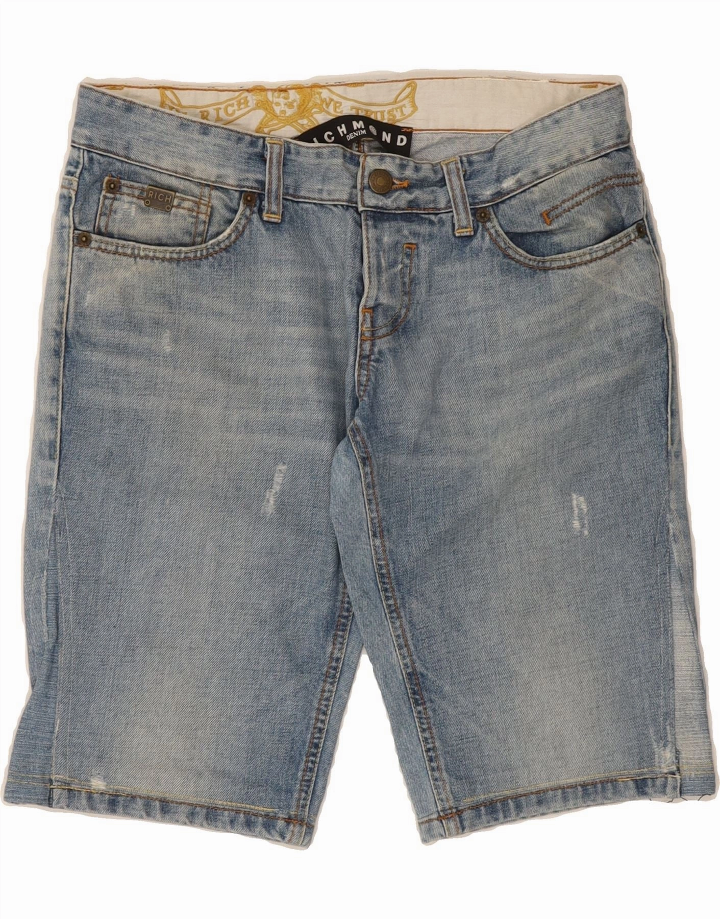 garden party wear Comfortable Waistband RICHMOND Mens Denim Shorts W30 Medium Blue Cotton