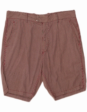 RIFLE Mens Chino Shorts W33 Medium Red Gingham Cotton Soft Waistband Comfy Design