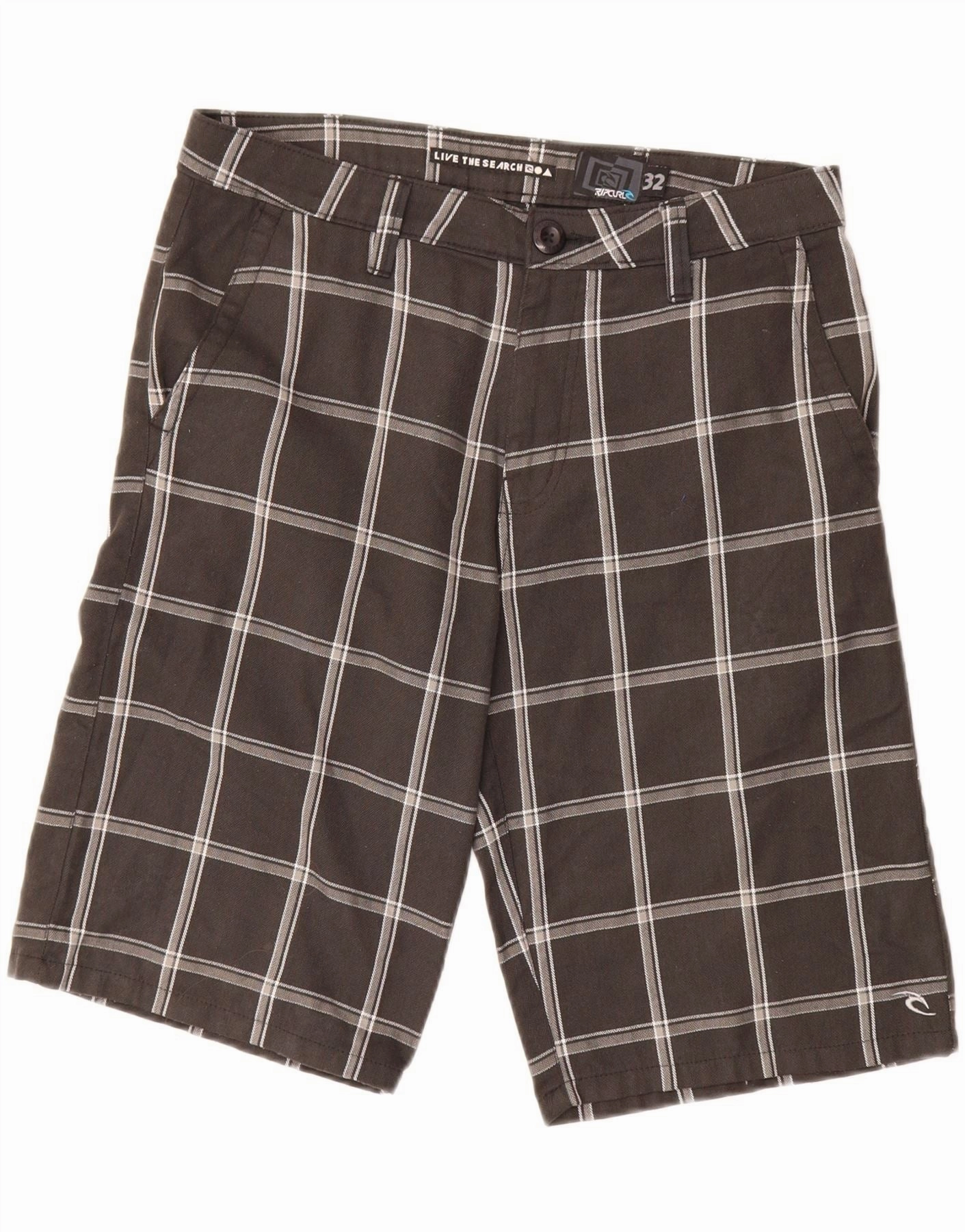 Easy Fit RIP CURL Mens Cargo Shorts W32 Medium Black Check Polyester