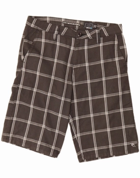 Easy Fit RIP CURL Mens Cargo Shorts W32 Medium Black Check Polyester