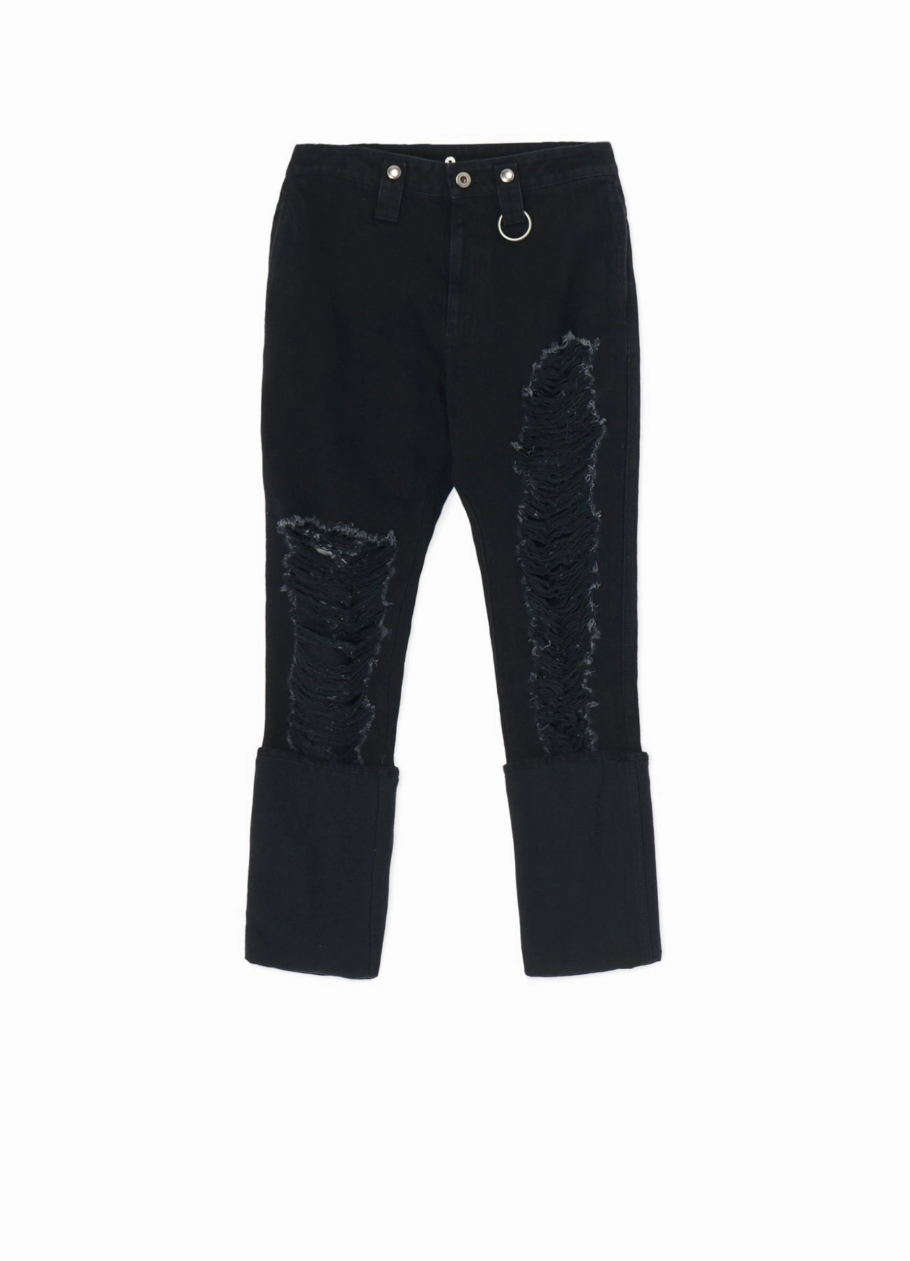 Ventilated Mesh Lining RIPPED DENIM SLIM SLIT PANTS