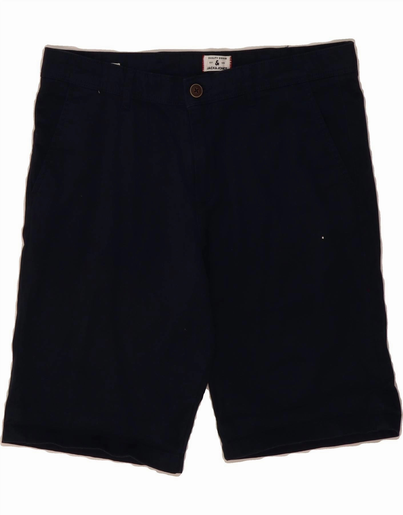 Back pockets Versatile Piece JACK & JONES Mens Chino Shorts Large W34 Navy Blue Cotton