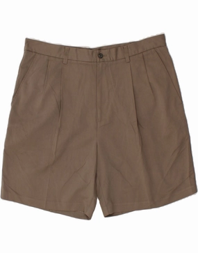 IZOD Mens Chino Shorts W38 XL Beige Polyester Striped Design