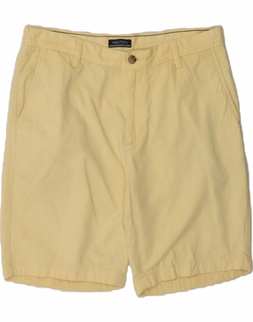 NAUTICA Mens Chino Shorts W34 Large  Yellow Cotton Elastic Comfort baseball uniform