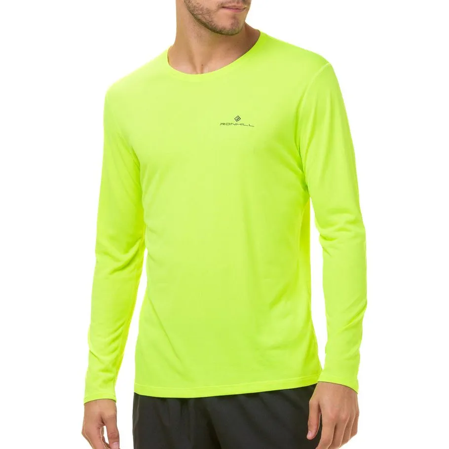 Ronhill Core Long Sleeve Mens Running Top - Yellow Moisture Wicking Fabric
