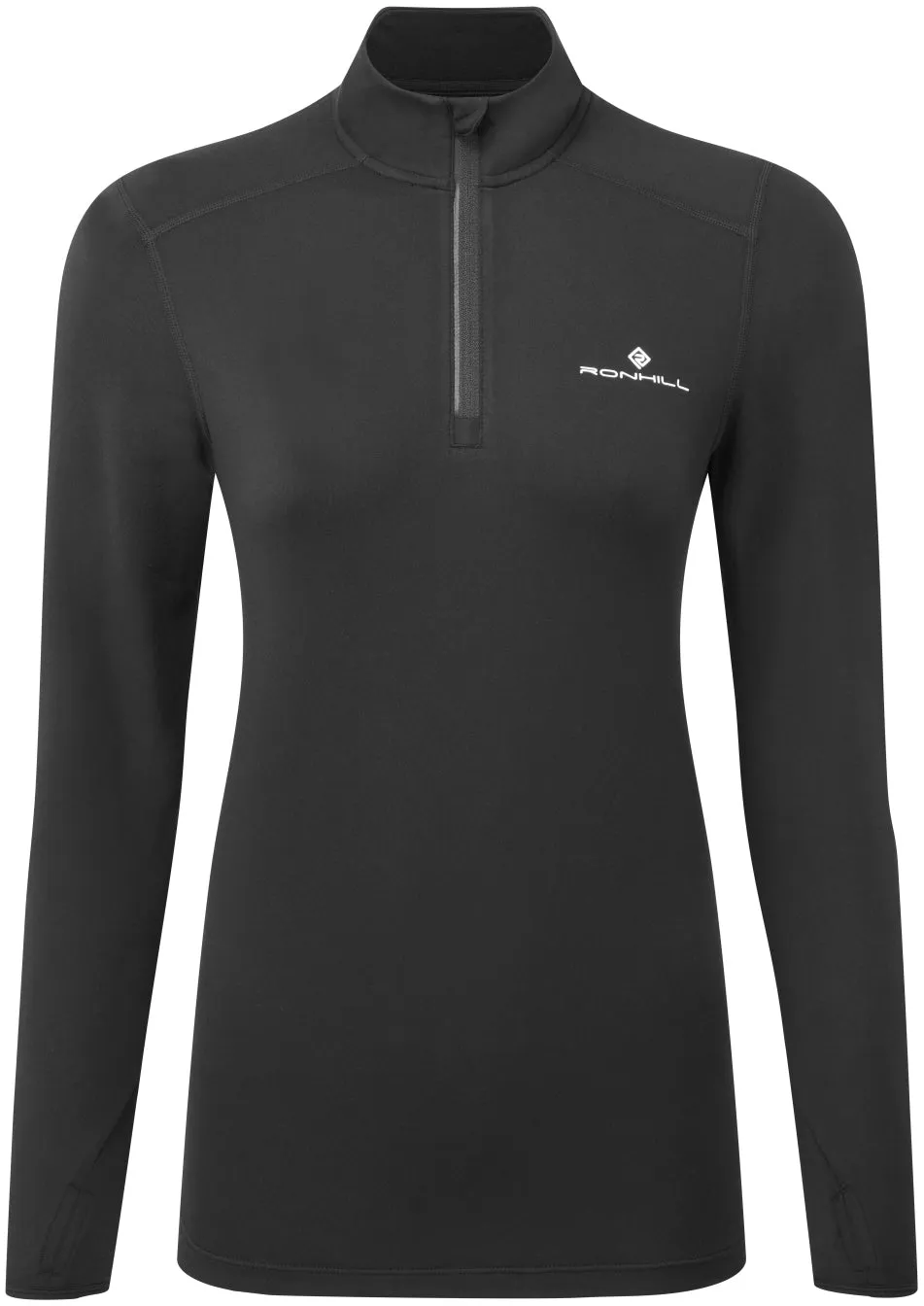 Casual Essential Ronhill Core Thermal Half Zip Long Sleeve Womens Running Top - Black