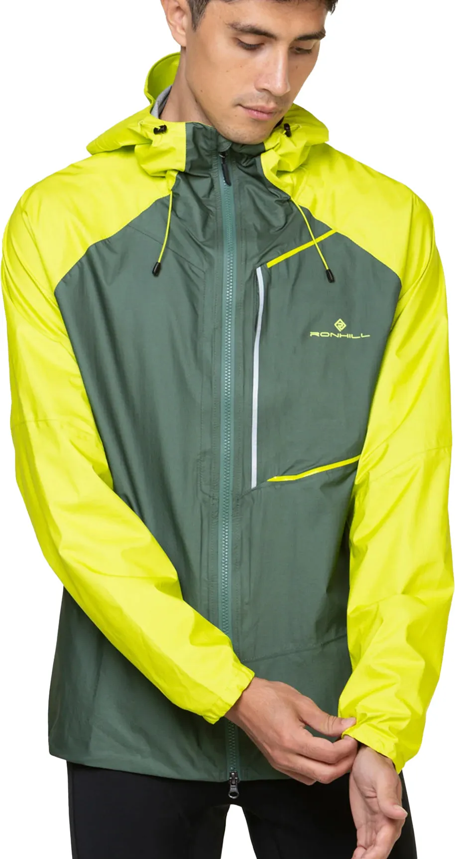 Ronhill Tech Fortify Mens Running Jacket - Green Cozy Interior