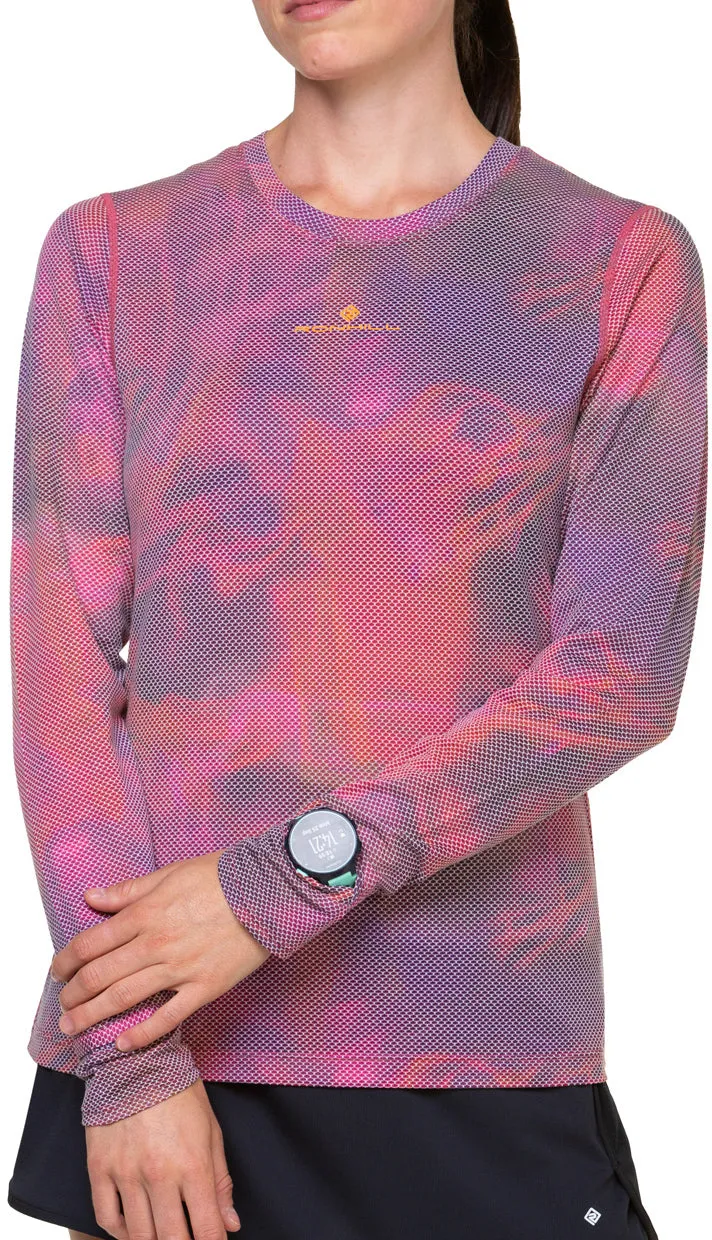 Ronhill Tech Golden Hour Long Sleeve Womens Running Top - Pink Soft and Light Wear Effortless Daywear