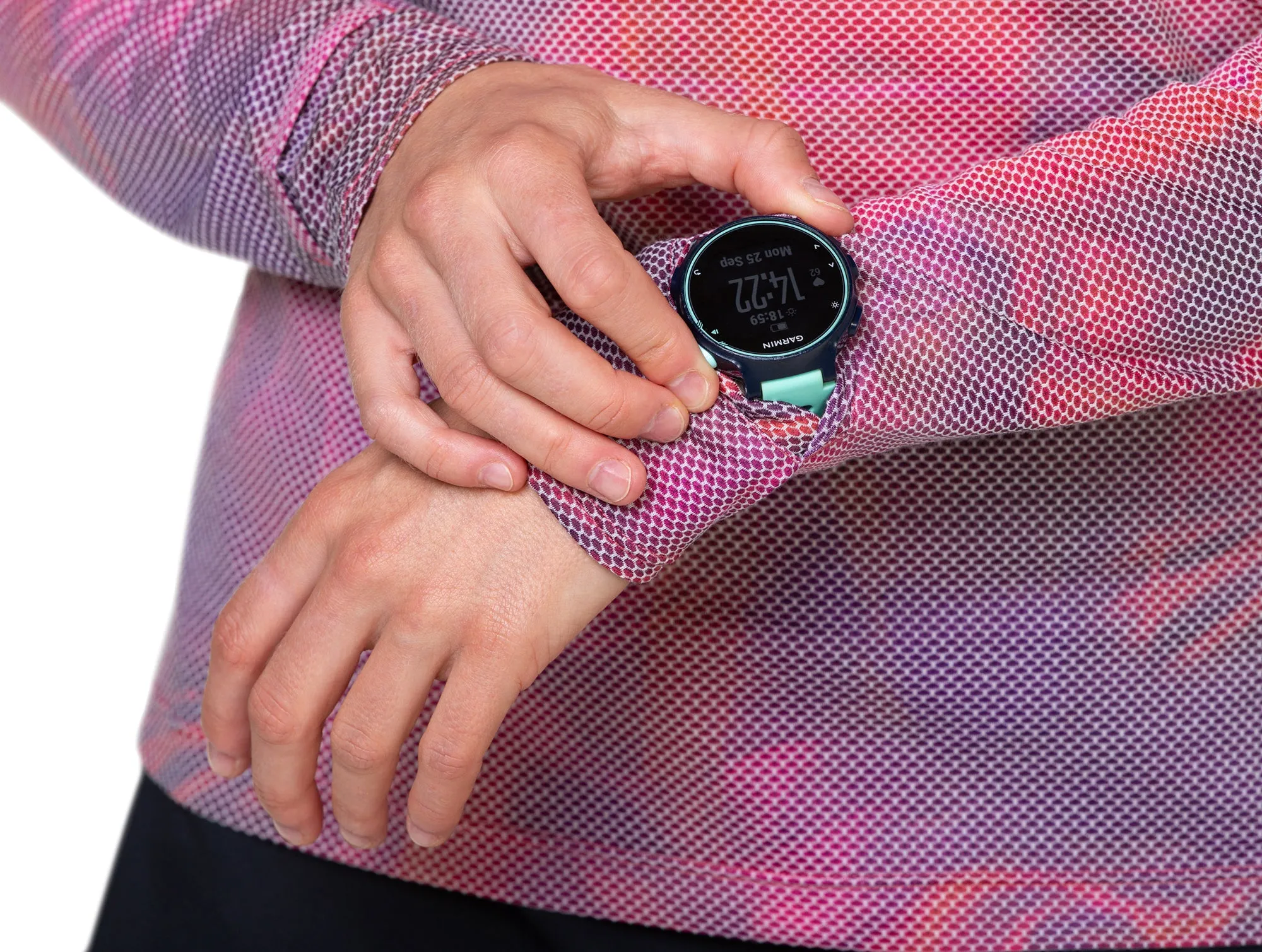 Polka Dot Pattern Scoop neck femininity Ronhill Tech Golden Hour Long Sleeve Womens Running Top - Pink