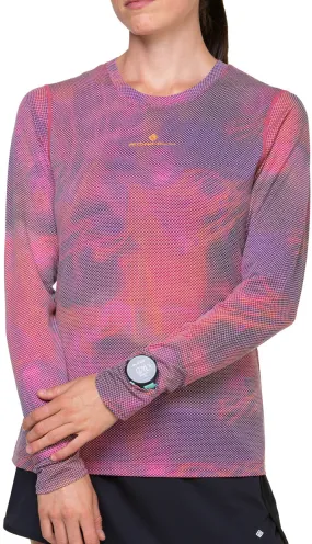 Ronhill Tech Golden Hour Long Sleeve Womens Running Top - Pink Soft and Light Wear Effortless Daywear