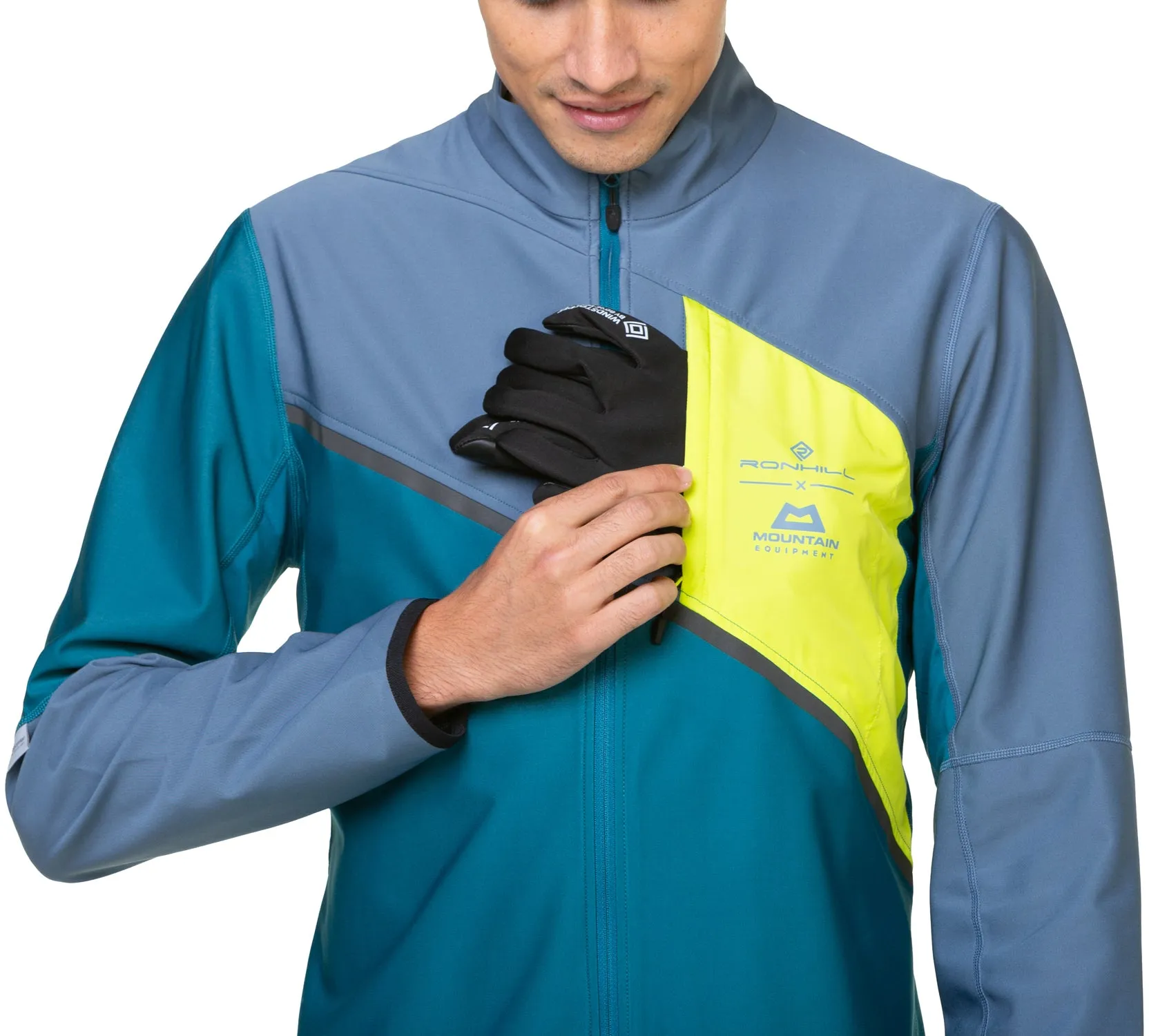 Ronhill Tech GORE-TEX Windstopper Mens Running Jacket - Blue Windproof Closure Refresh