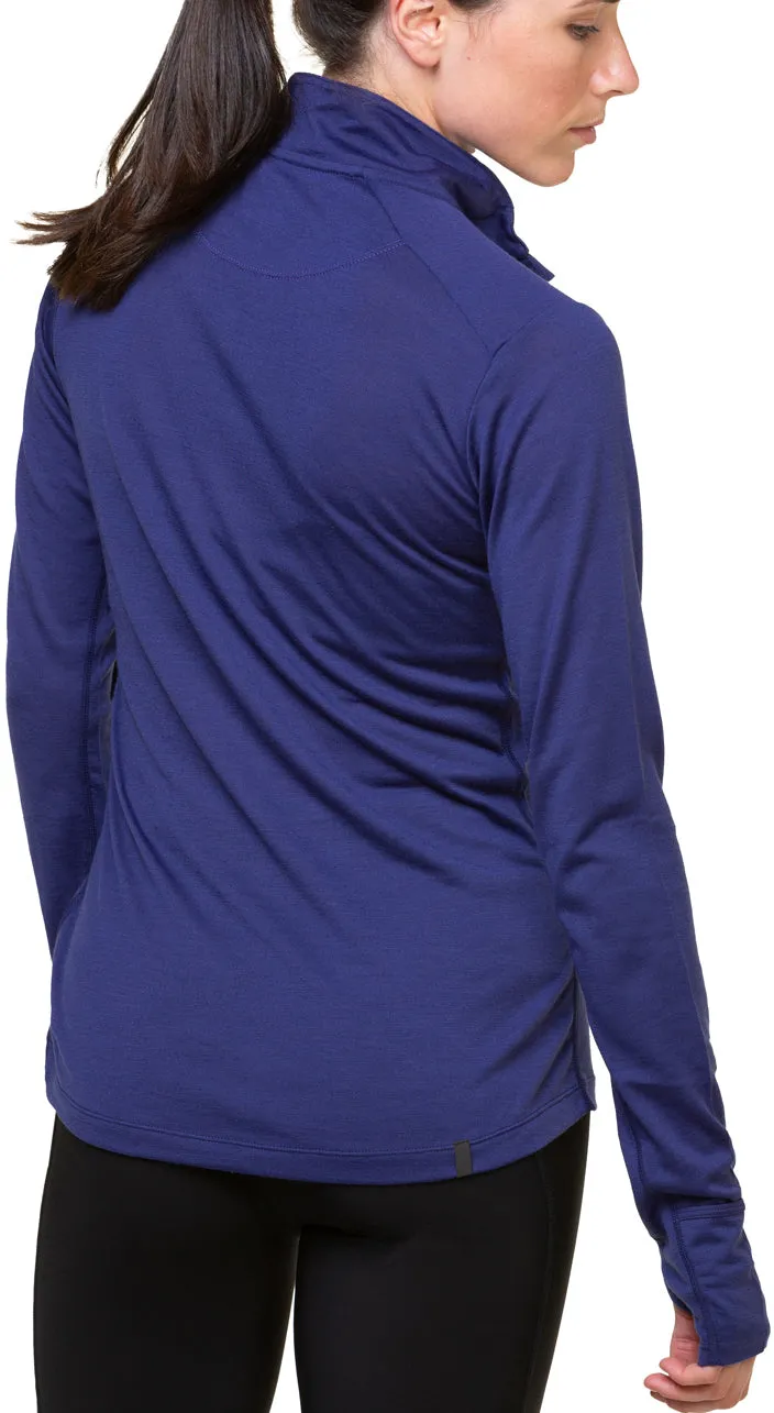 Ronhill Tech Merino Half Zip Long Sleeve Womens Running Top - Blue cotton material Lightweight Weave