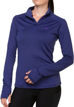 Chilly Comfort Easy Wear Look Ronhill Tech Merino Half Zip Long Sleeve Womens Running Top - Blue