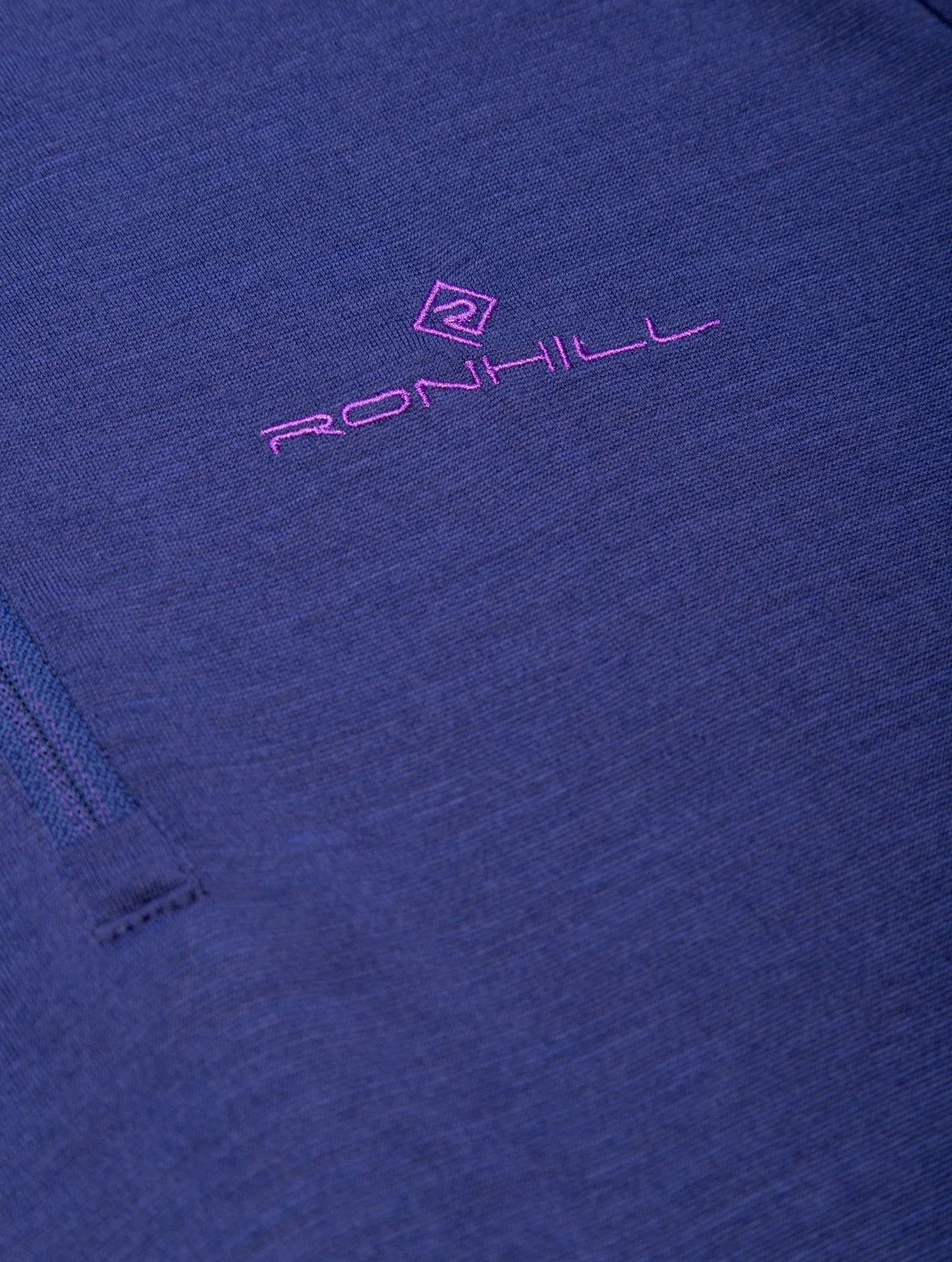 Ronhill Tech Merino Half Zip Long Sleeve Womens Running Top - Blue MinimalBranding Subtle Embroidery