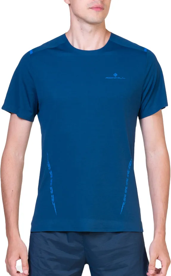 Ronhill Tech Race Short Sleeve Mens Running Top - Blue Soft Layering