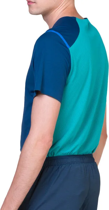 Feminine Fit Playful Prints Ronhill Tech Race Short Sleeve Mens Running Top - Blue