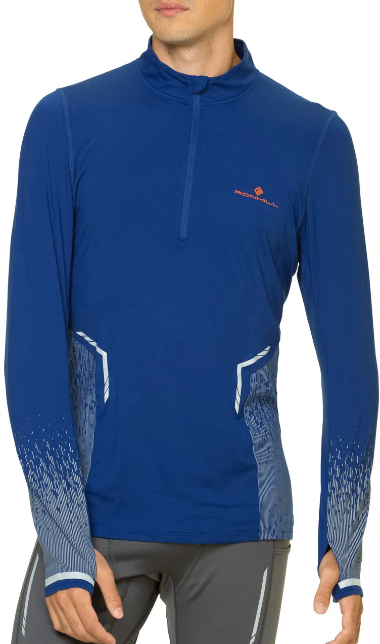value venue Ronhill Tech Reflect Half Zip Long Sleeve Mens Running Top - Blue