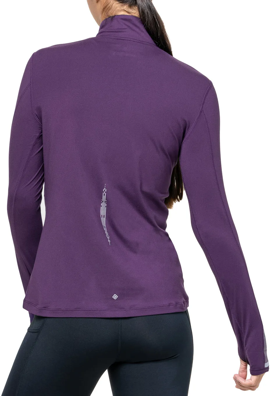 Ronhill Tech Reflect Half Zip Long Sleeve Womens Running Top - Purple Running Gear Travel convenience