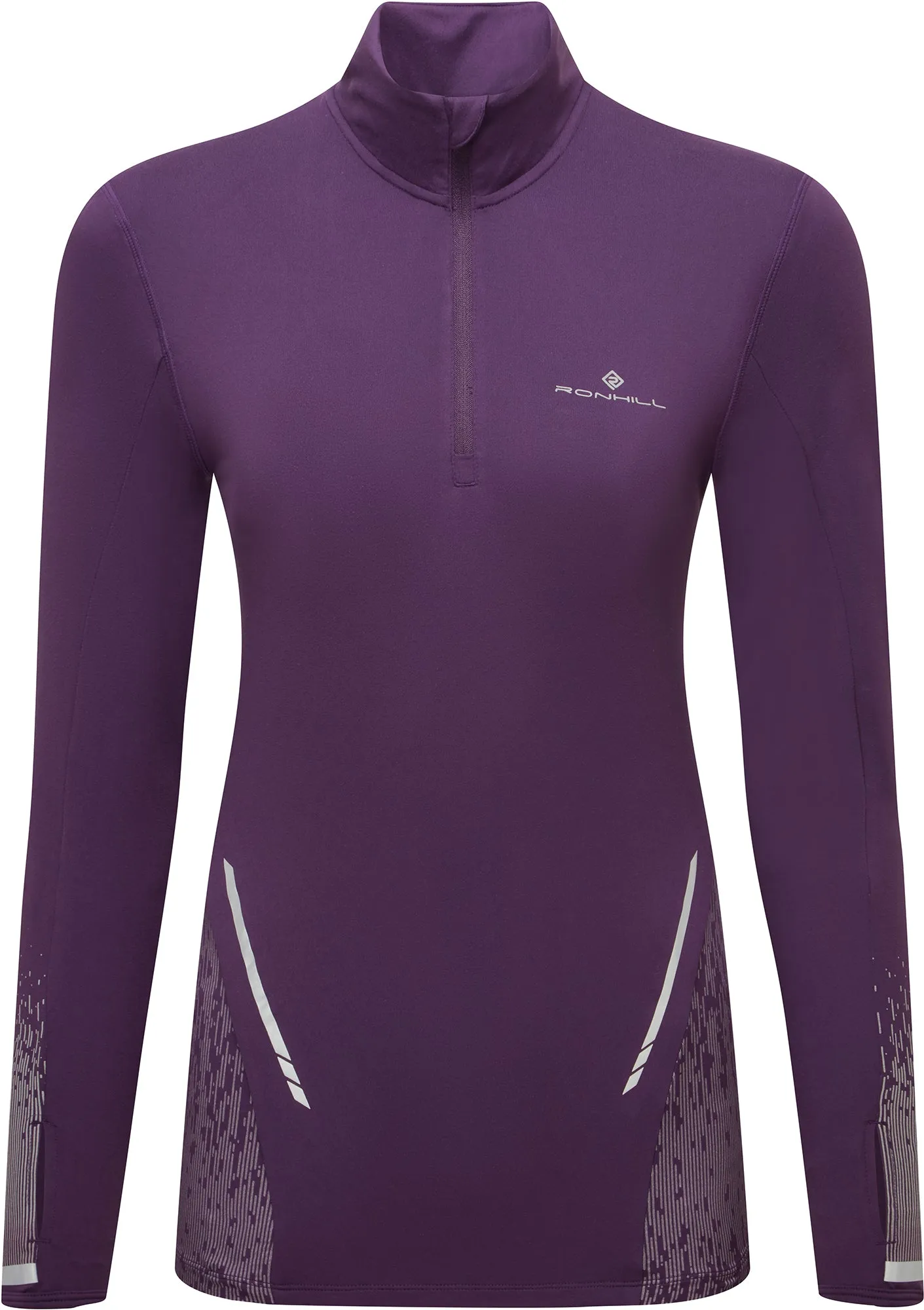 No Slip Shoulder Design Minimalist Wear Ronhill Tech Reflect Half Zip Long Sleeve Womens Running Top - Purple