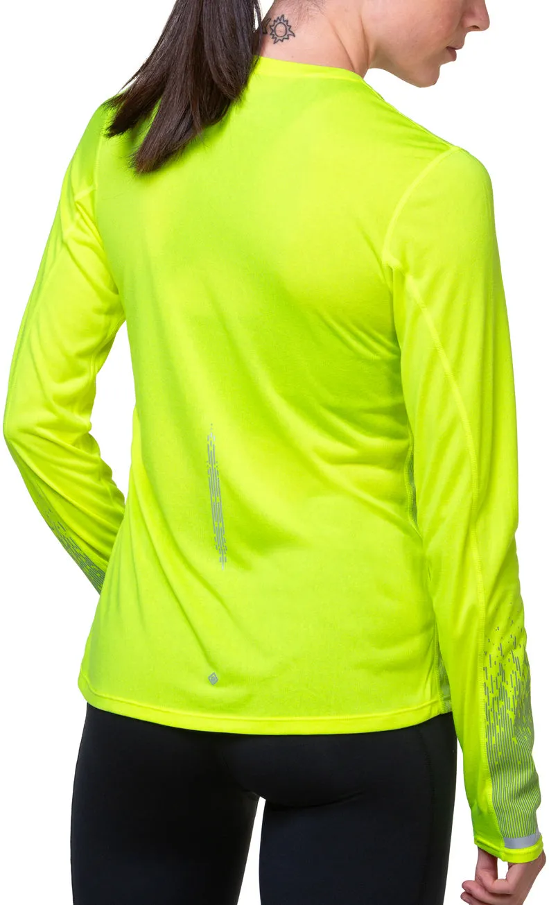 Ronhill Tech Reflect Long Sleeve Womens Running Top - Yellow Premium Cotton