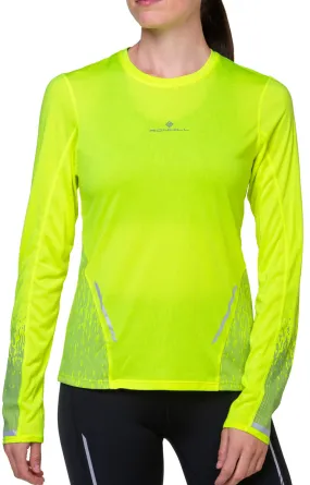 All-Season Comfort Wear Ronhill Tech Reflect Long Sleeve Womens Running Top - Yellow