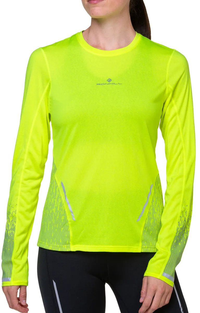 All-Season Comfort Wear Ronhill Tech Reflect Long Sleeve Womens Running Top - Yellow