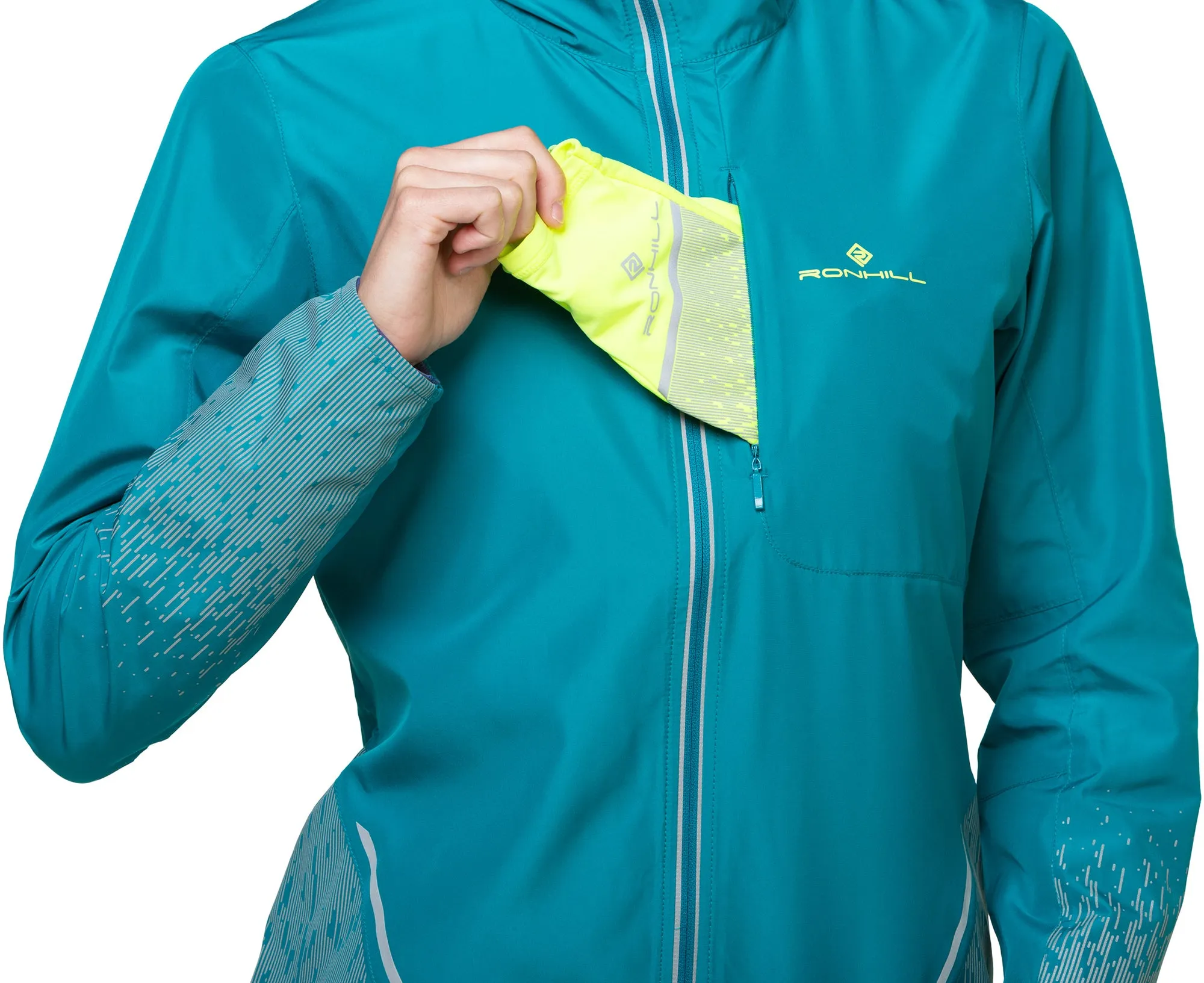 Alarm Wind Resistant Ronhill Tech Reflect Womens Running Jacket - Blue