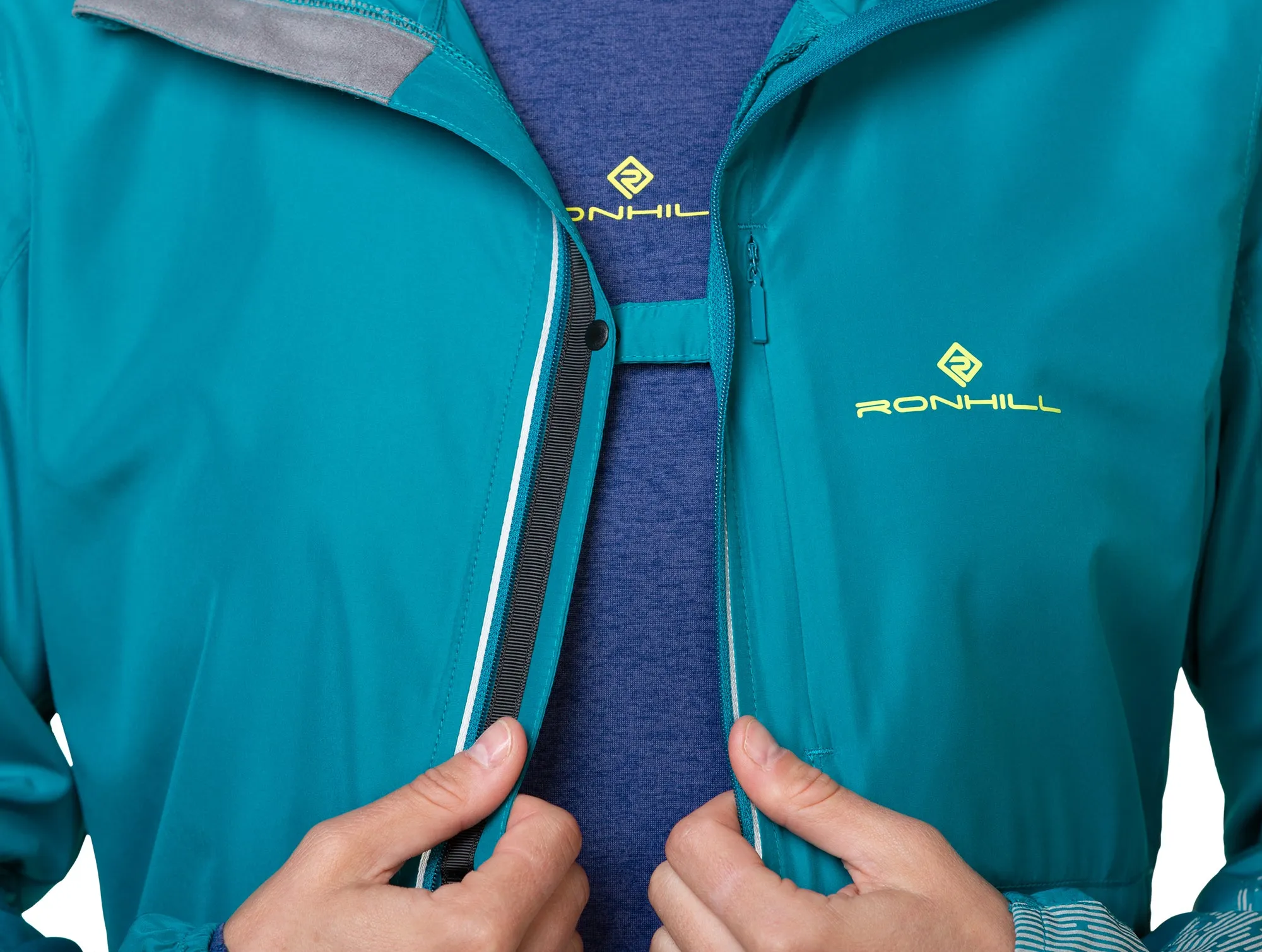Ronhill Tech Reflect Womens Running Jacket - Blue Stretch Knit Fabric Base-layer
