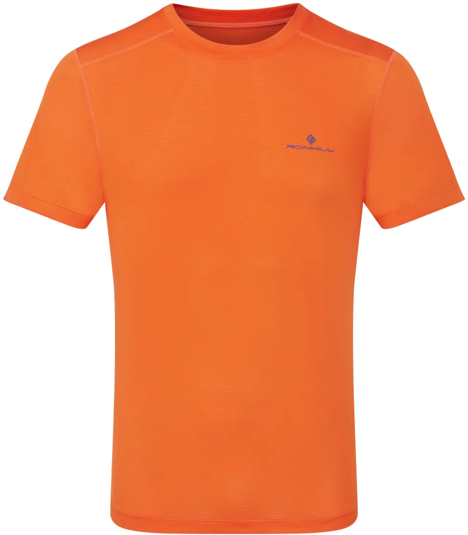 Ronhill Tech Short Sleeve Mens Running Top - Orange Light and Cozy EasyCare Fabric