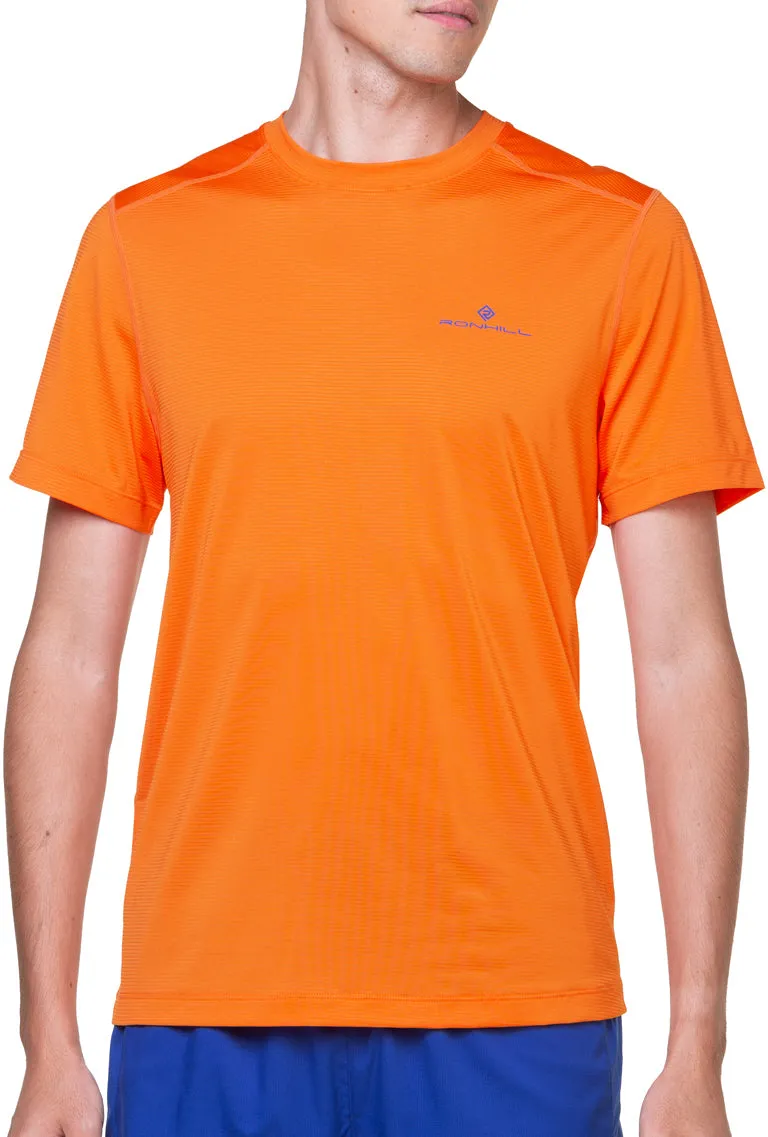 Ronhill Tech Short Sleeve Mens Running Top - Orange Casual Statement