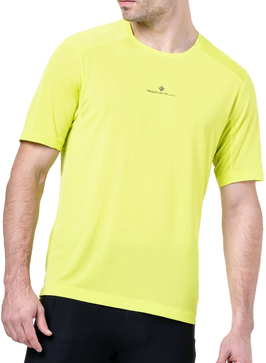fade resistant color Casual All-Day Ronhill Tech Short Sleeve Mens Running Top - Yellow