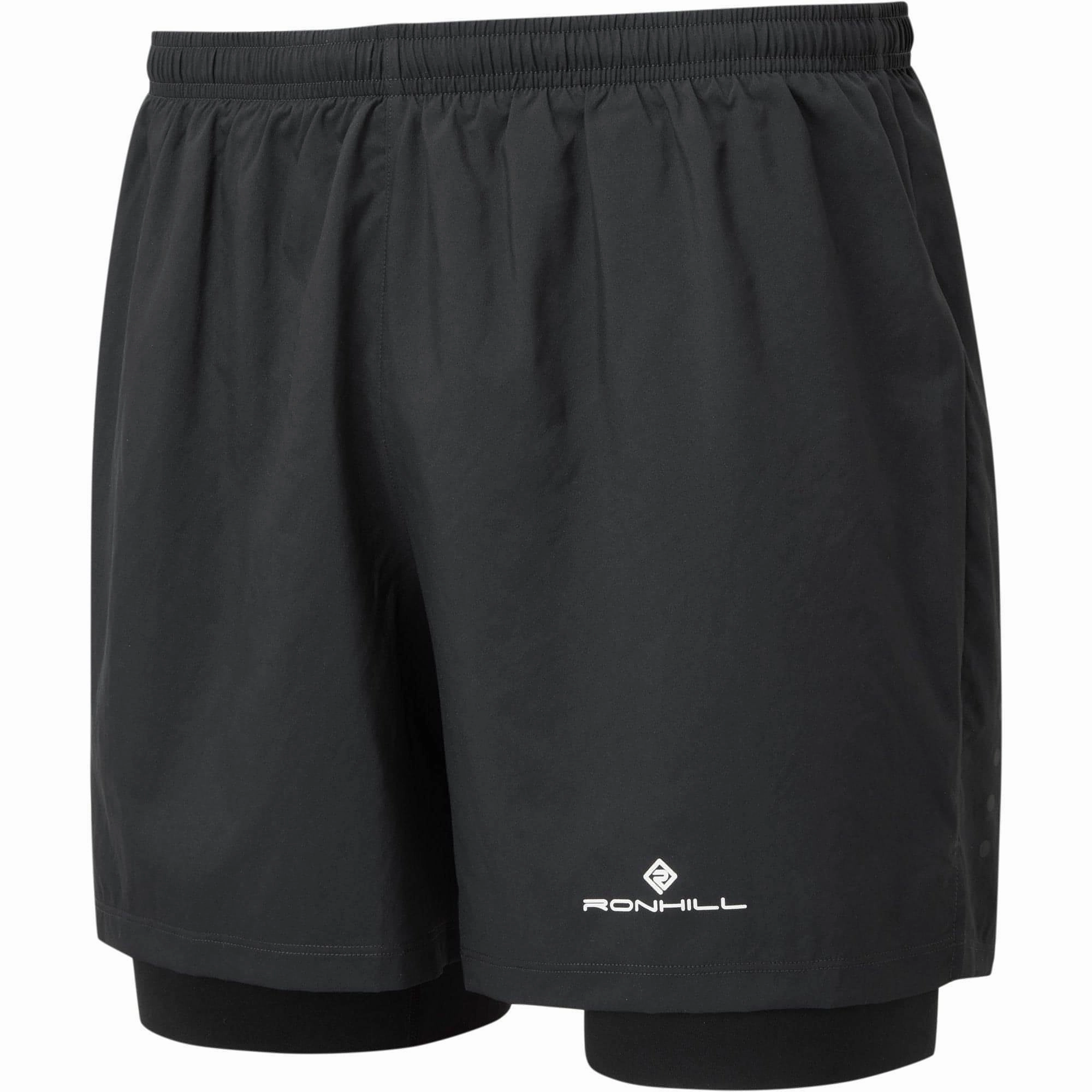Yoga wear Sleek Waistband Ronhill Core Twin 2 In 1 Mens Running Shorts - Black