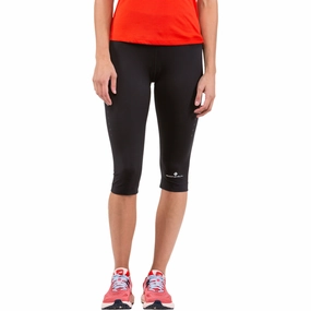 Ronhill Core Womens 3/4 Capri Running Tights - Black Silky feel Breathable Movement