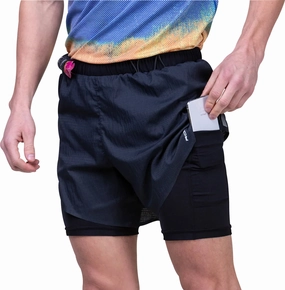 Ronhill Tech Race Twin 2 In 1 Mens Running Shorts - Black Hot Day