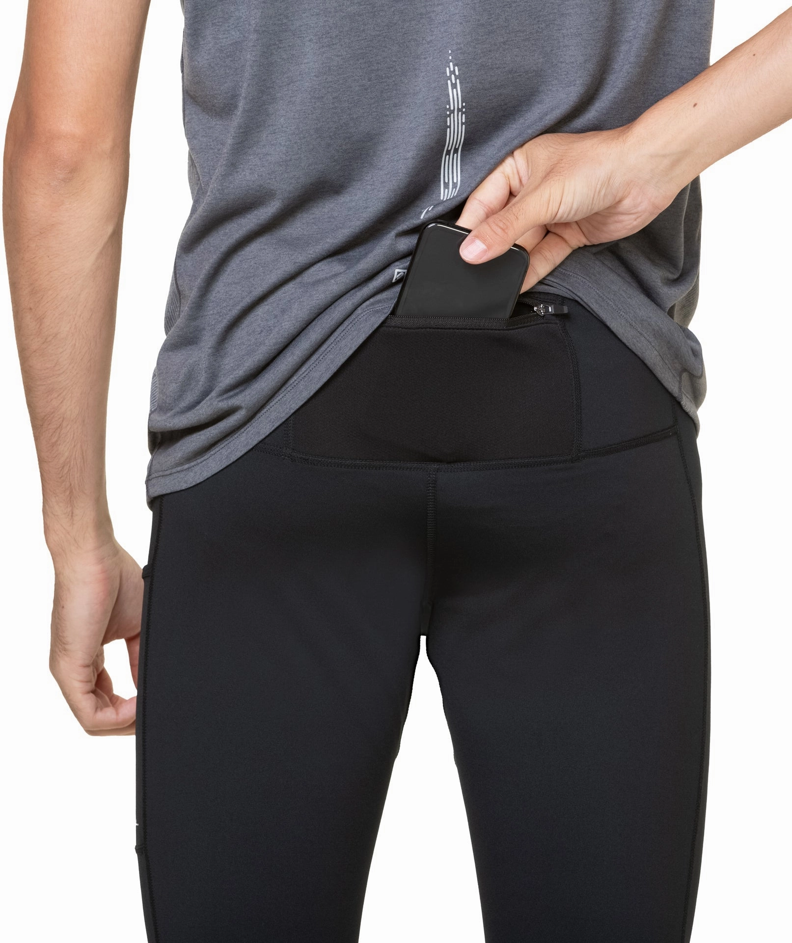 Ronhill Tech Reflect Mens Long Running Tights - Black Urban Commuter Moisture Wicking