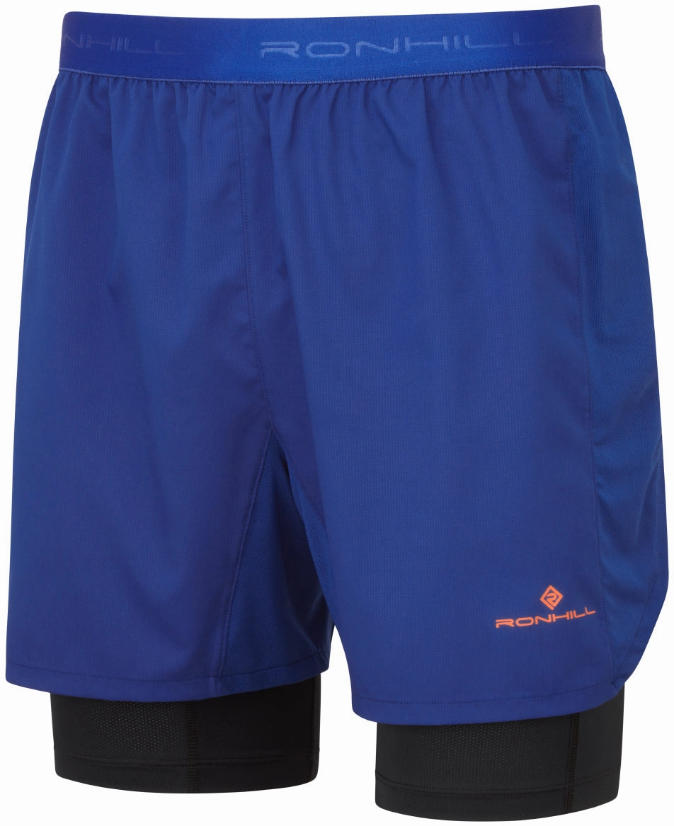 Ronhill Tech Twin 2 In 1 Mens Running Shorts - Blue Eco friendly materials Street Layers